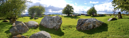 The two quartz boulders that mark the entrance to the stones