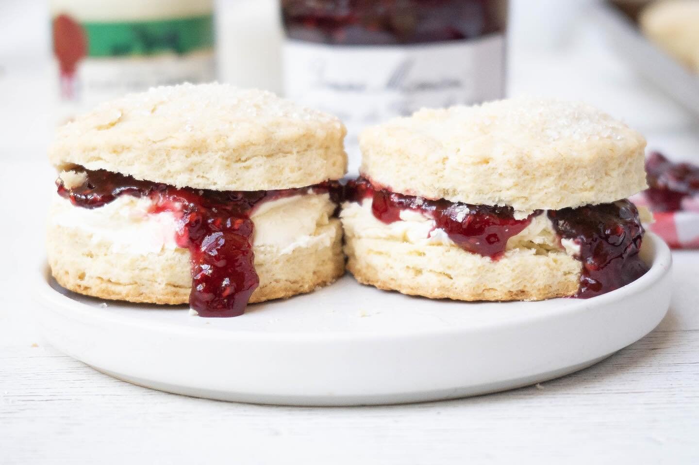 Cream tea scones - tender scones glittery with coarse sanding sugar, slathered with thick clotted cream and lashings of jam. Perfect for mothers day, afternoon tea parties or any old afternoon tea that needs a lift. 

Link in bio or here www.theverdi