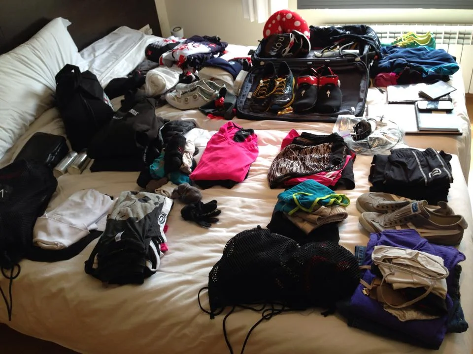 I always use the bed to organize and pack.