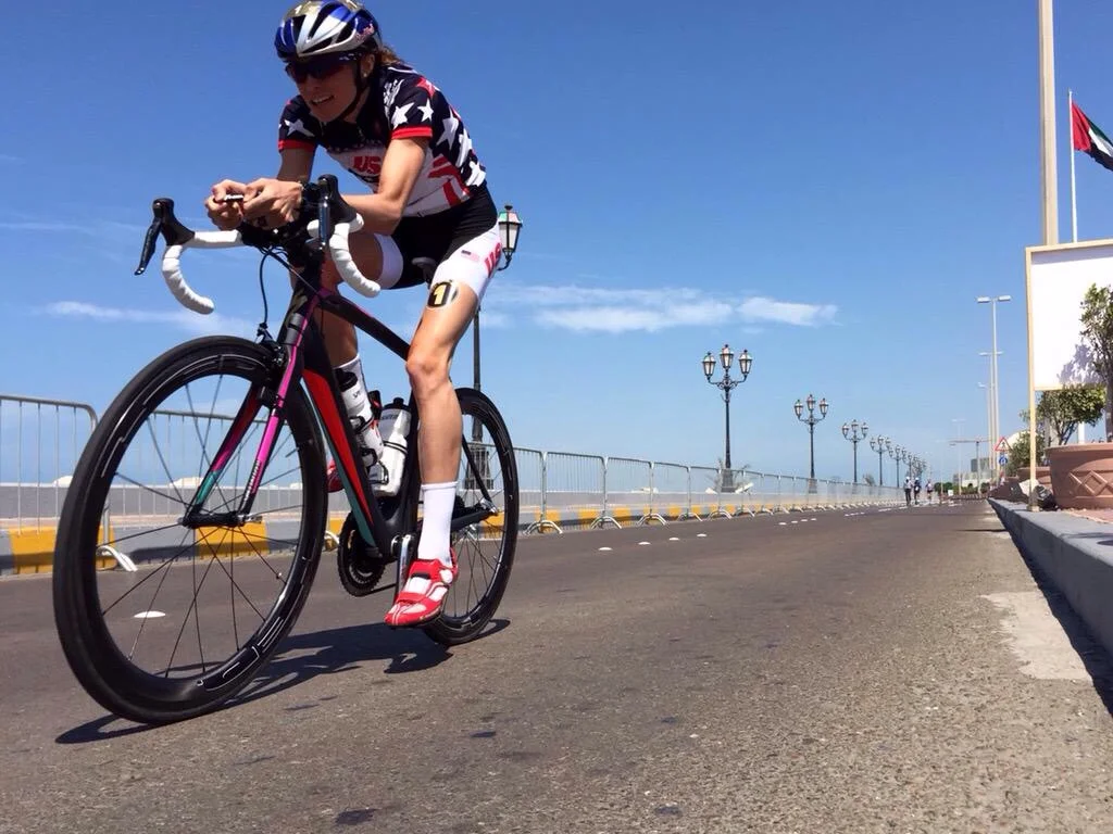 Pre race warm up on the bike. Photo thanks to Specialized