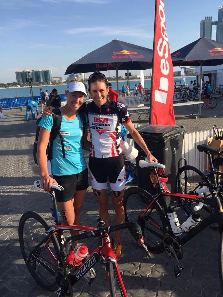 Two Island House athletes post race: Lisa Norden and me.