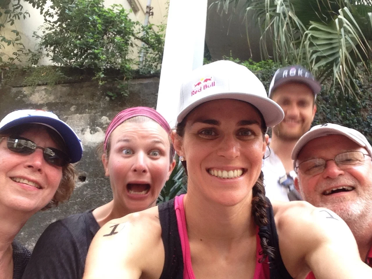 Post race selfie with the family while watching the men race