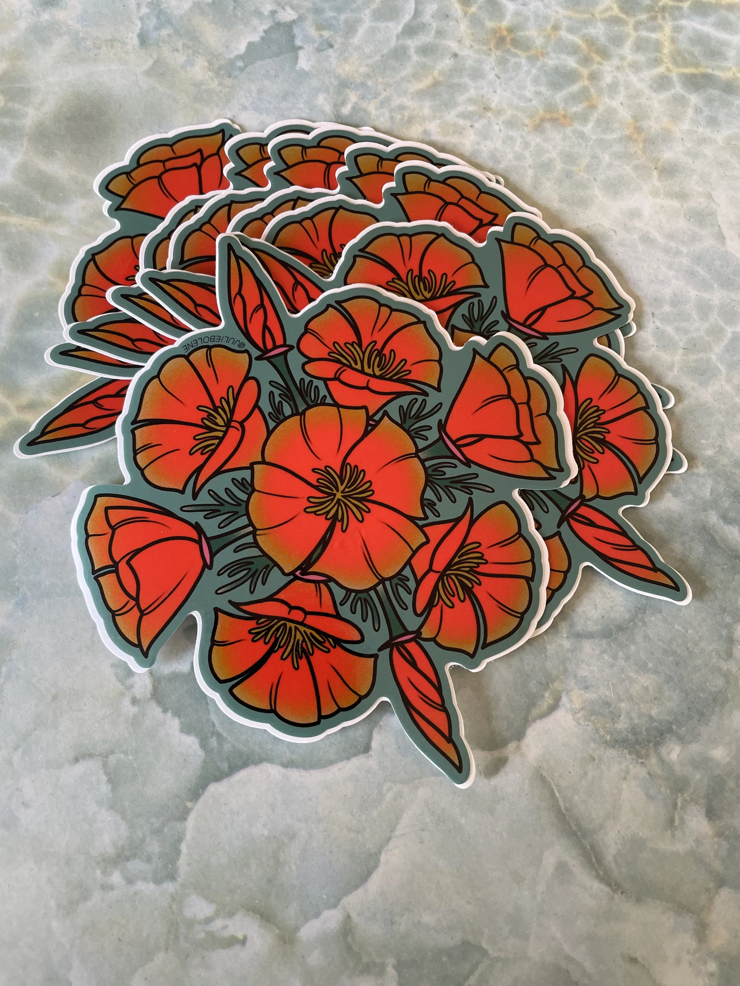 California Poppies Sticker 4”