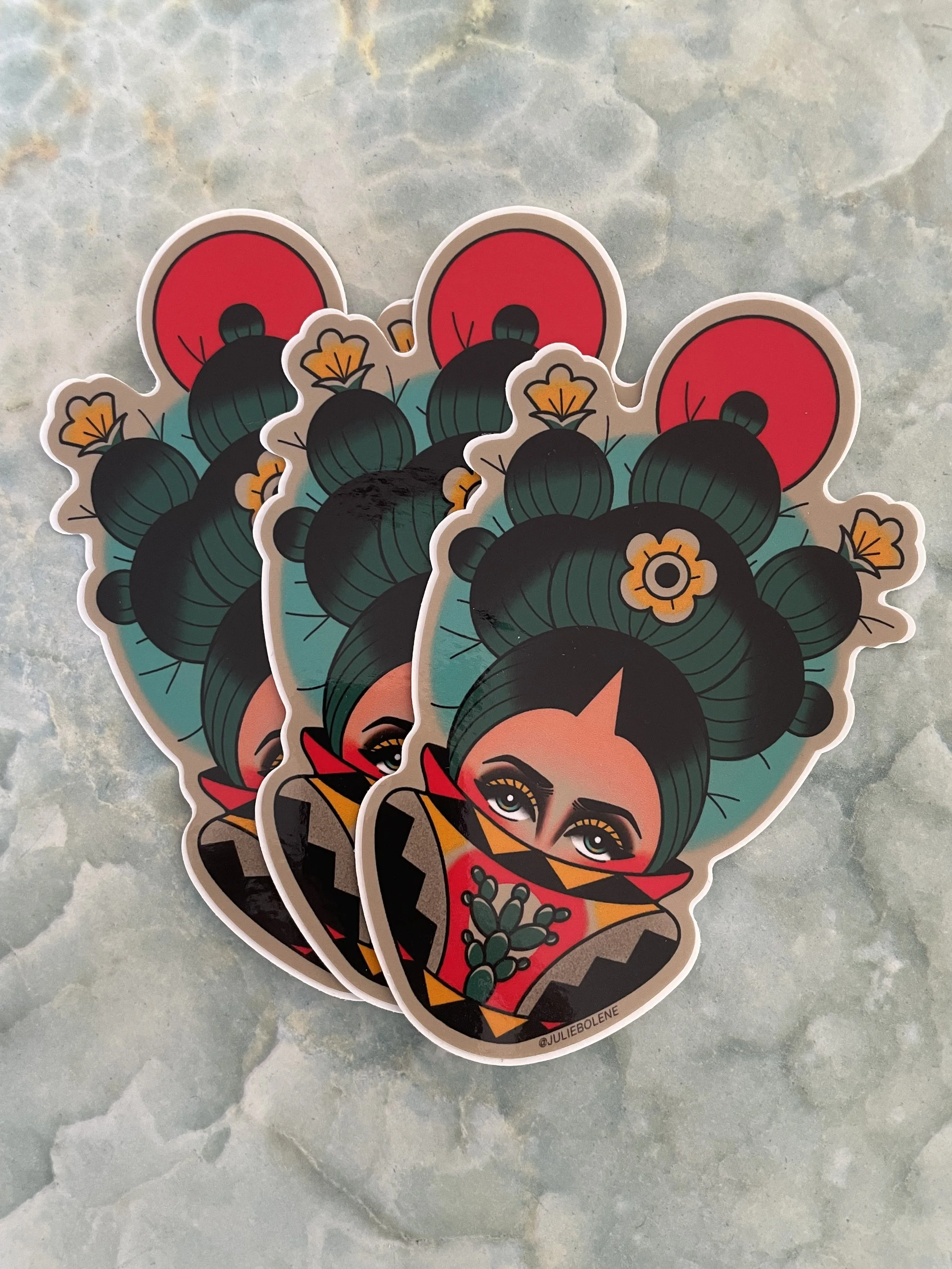 Cactus Babe Eyes Sticker 4”