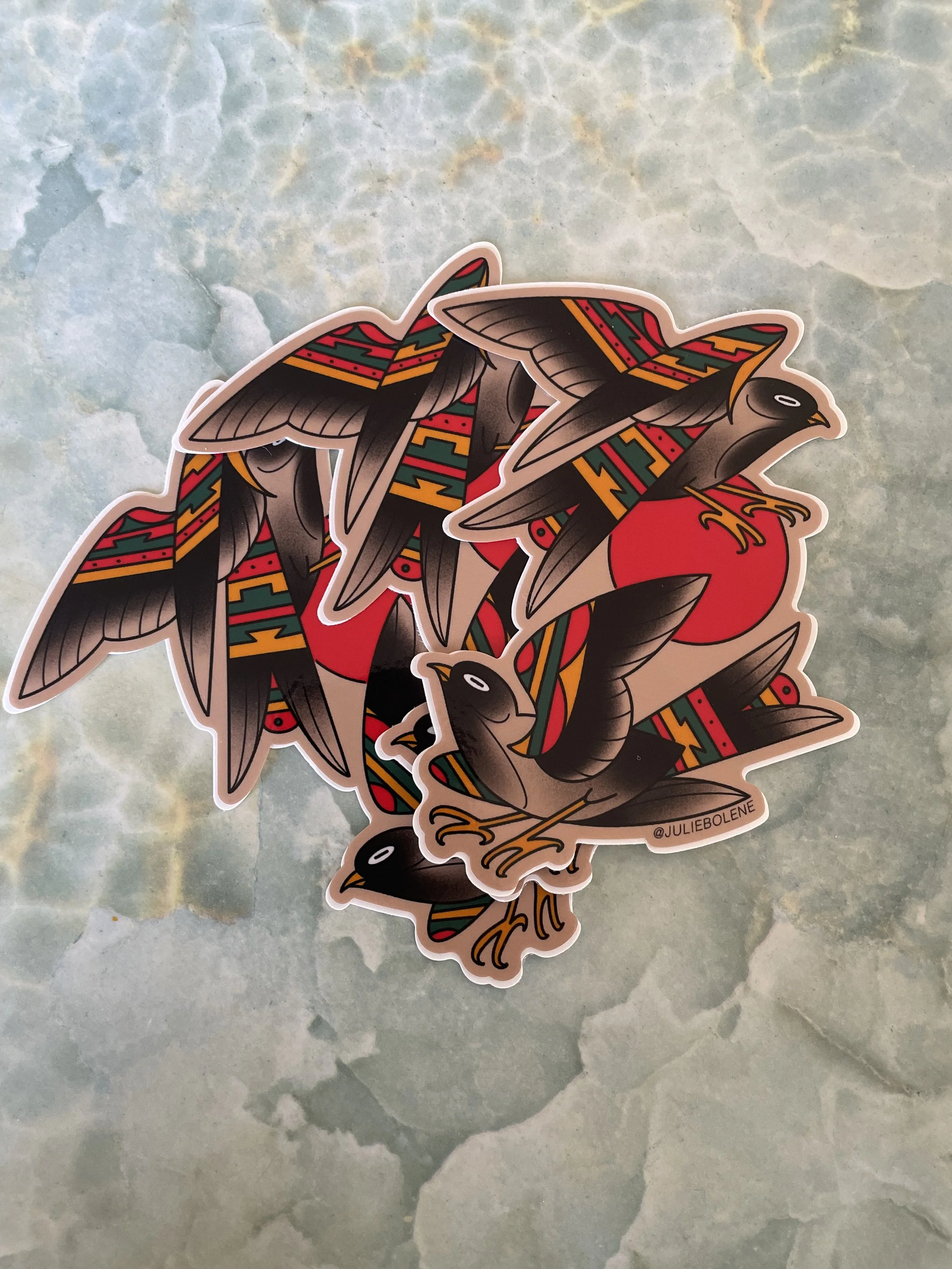 Sarape Bird Sticker 3”