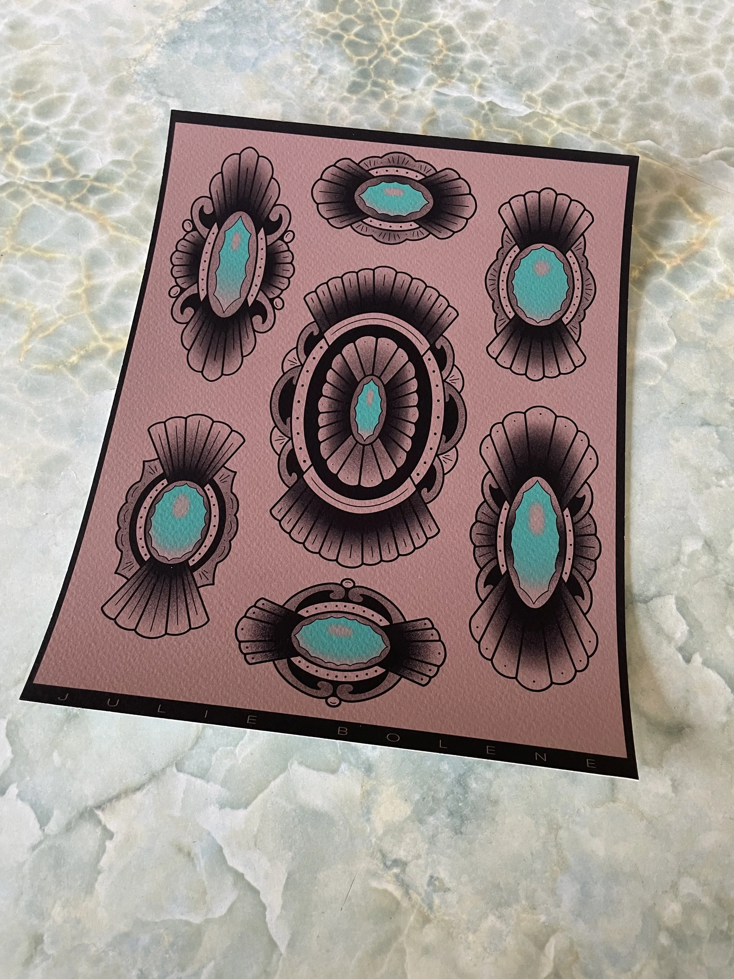 Turquoise Print 8x10