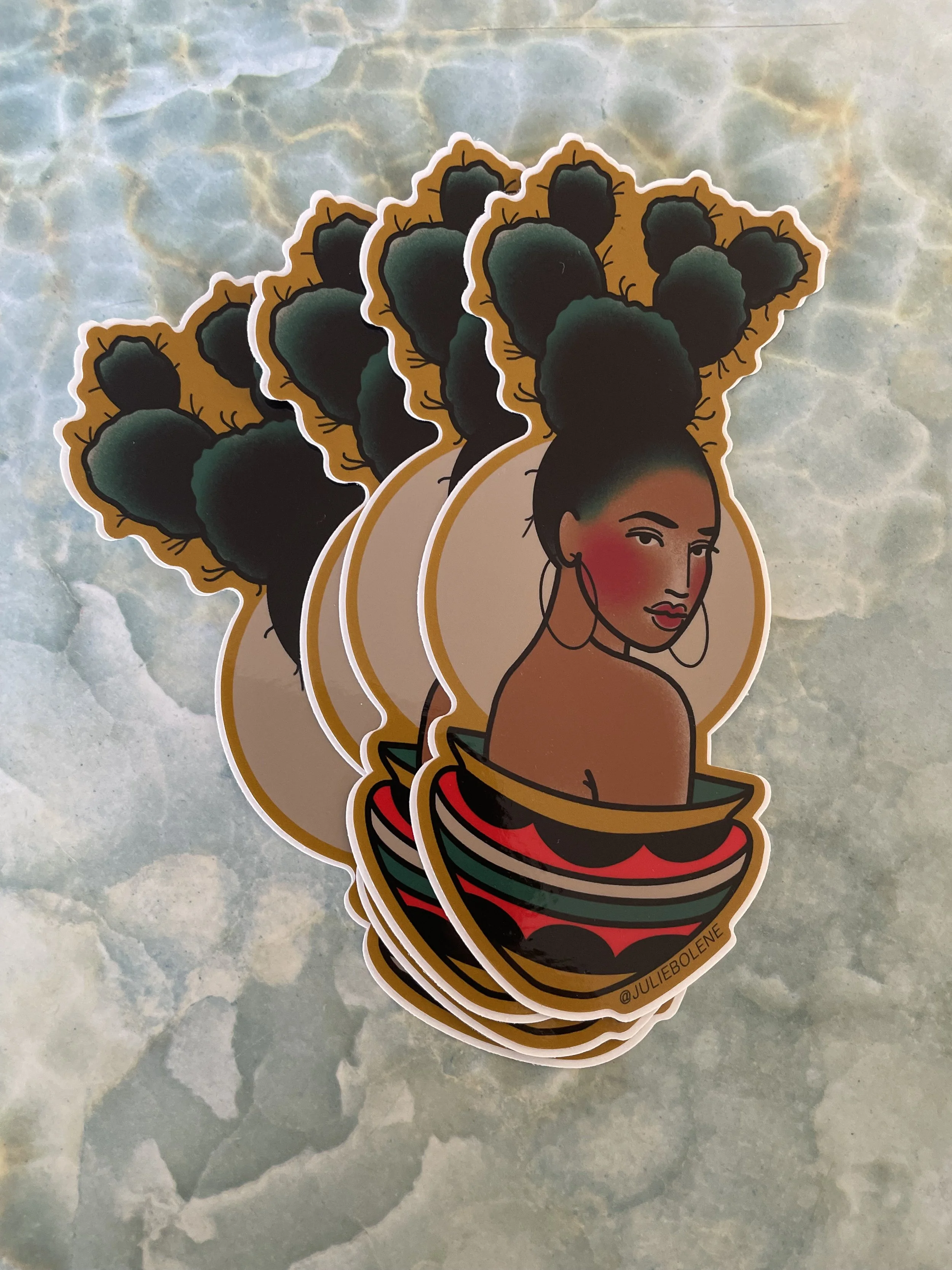 Cactus Babe Hoops Sticker 4”
