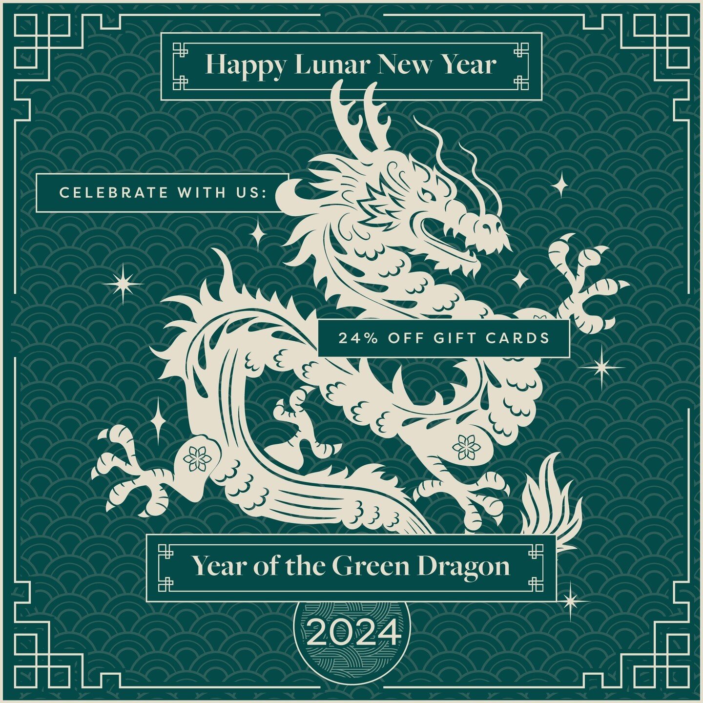 We&rsquo;re getting ready to welcome the Year of the Green Dragon! 🐲⁠
⁠
We are celebrating by giving 🀄️🟢 24% OFF GIFT CARDS 🟢🀄️ at the link in bio for a limited time⁠
⁠
Use code DRAGON2024.⁠
⁠
Here is the symbolism of the coming 🐉 year:⁠
⁠
The 