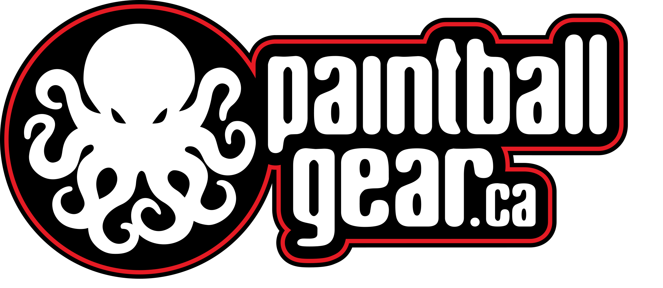 Logo of Paintball Gear with an octopus icon and website URL "paintballgear.ca"
