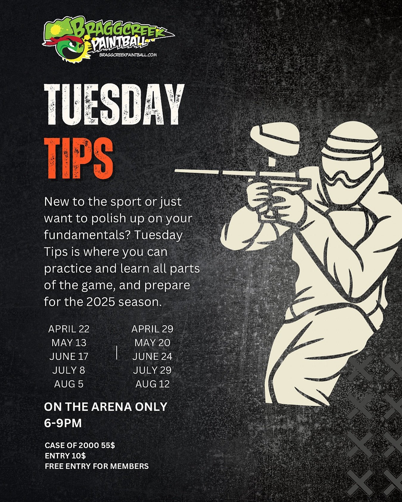 If you&rsquo;re brand new to the sport or just want to polish up on your fundamentals, Tuesday Tips night is for you. 

It will run from 6pm-9pm. 2 Tuesdays of each month until September. 
Practice and learn all parts of the game, and prepare for the