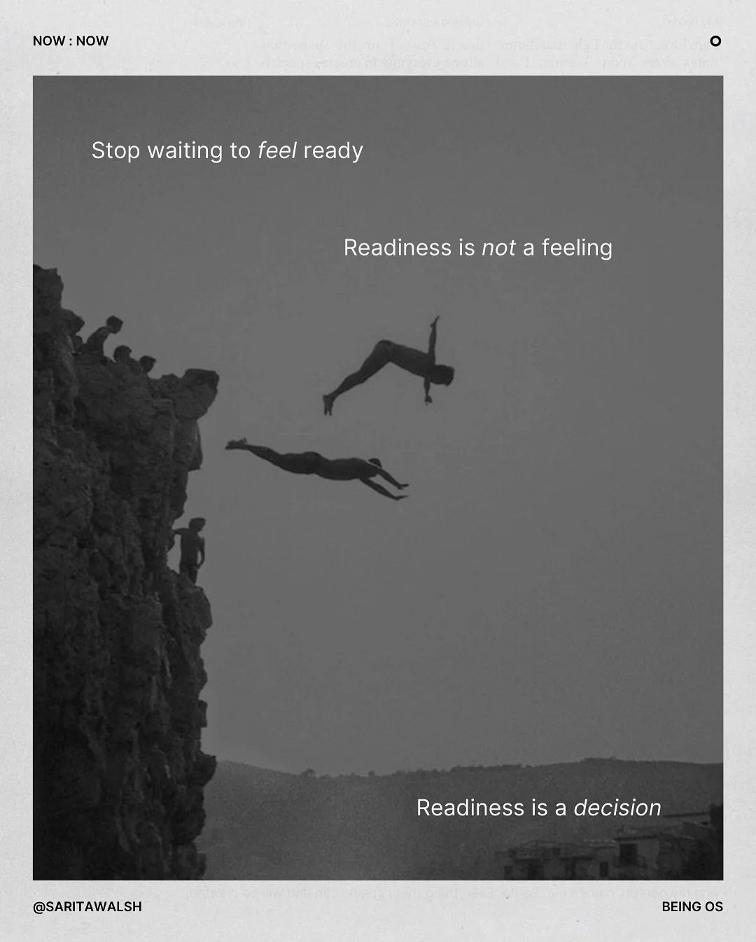 Still waiting to feel ready?

Ready to&hellip; 
&deg; Start your business 
&deg; Sign your first client 
&deg; Create more money 
&deg; Find a partner 
&deg; Build deeper connections 
&deg; Live the life you actually love

Be honest: has waiting been