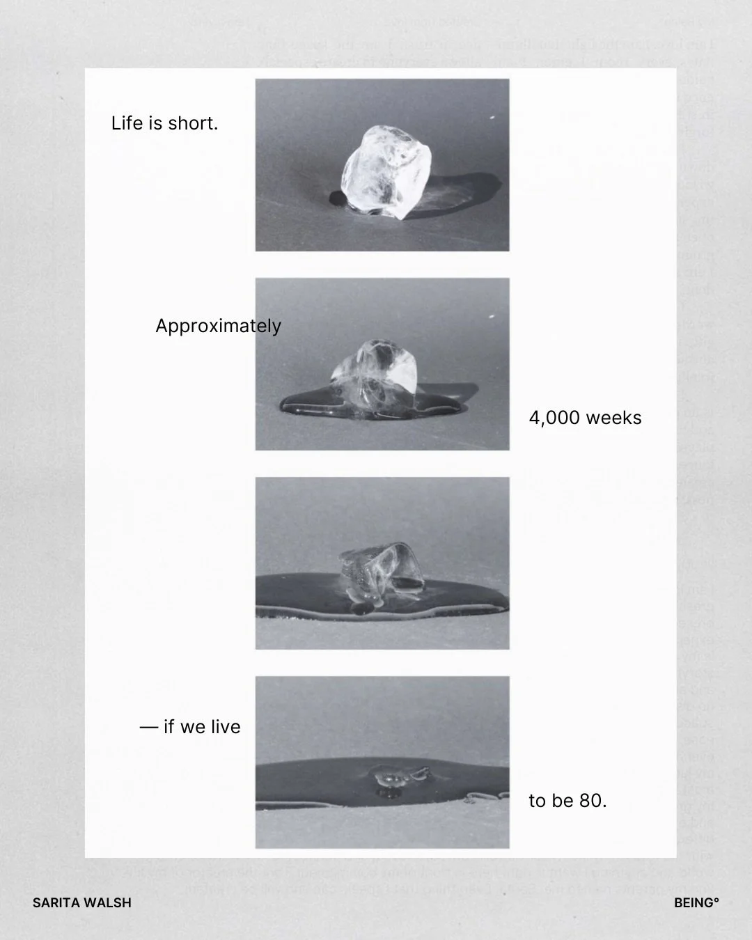 We used to be afraid of death.
Now we&rsquo;re afraid of living.

And it shows up in small ways.

Hesitating.
Waiting.
Thinking instead of deciding.

We have about 4,000 weeks.
And still, people spend years avoiding being wrong.

So they don&rsquo;t 