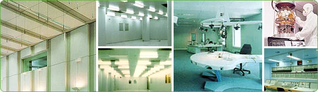 - Semi-conductor factory - Precision instrument factory - Computer room - Hospital interiors - Pharmaceutical factory - Chemical factory, GAS, SOLVENT for factories having dangerous stuff - Photoengraving room - Food factory - Paint factory