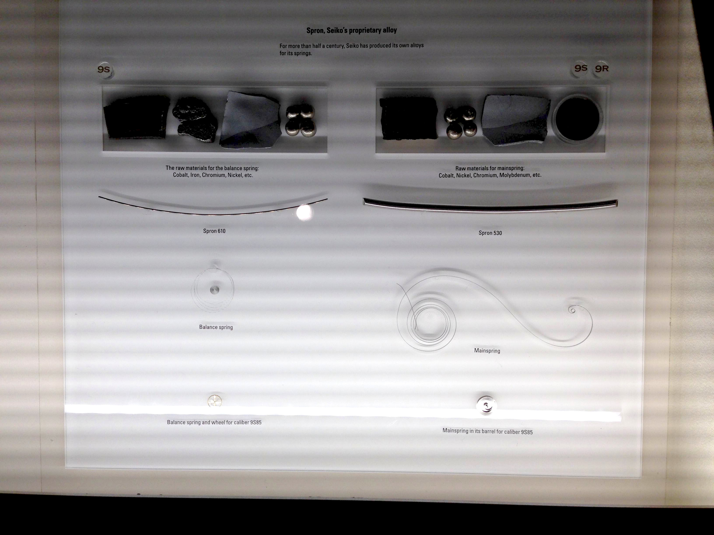Here are the raw materials for the spring of Seiko. You can see the Cobalt, Chromium, Iron etc.