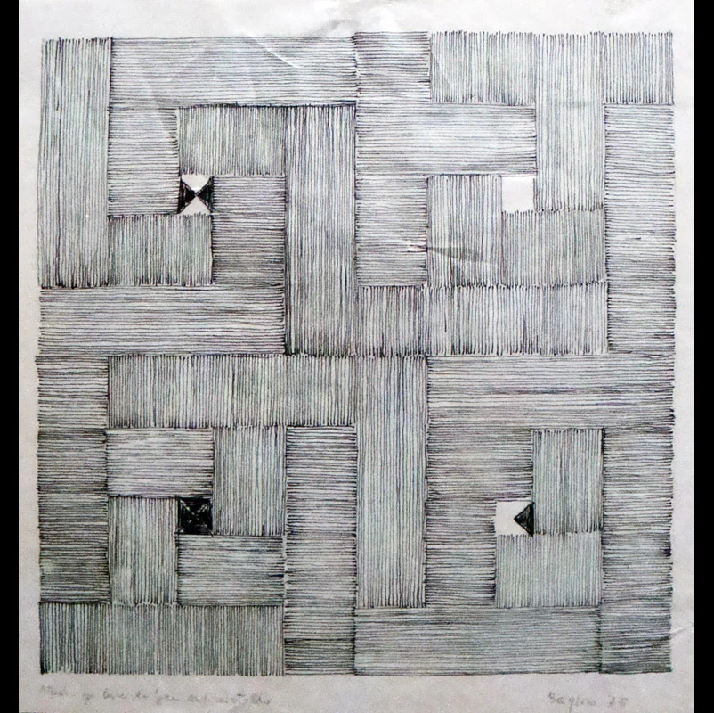 Studio per Mutevole, 1975 china su lucido, 19,5x19,5 cm