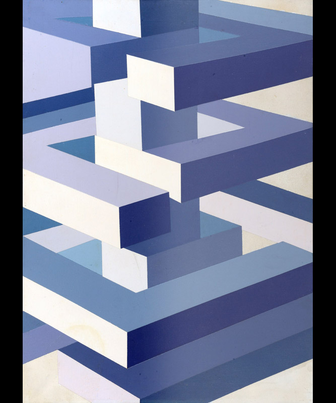 Bozzetto per scultura Spirale quadrata , 1975 olio su tela, 70x50 cm 