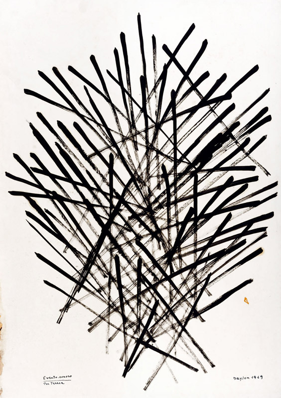 Evento sonoro per Teresa, 1968 tempera su cartone, 96x68 cm