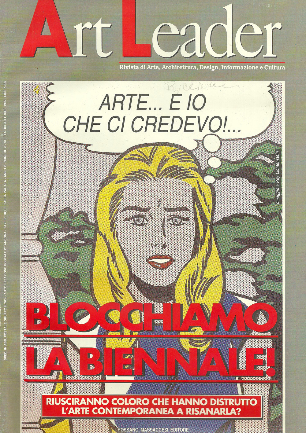 Art Leader, 1992. Articolo sulla mostra "La pietra e il mare" nel Parco Giardino a Riccione: Diana Baylon presenta un'opera intitolata "Segno"