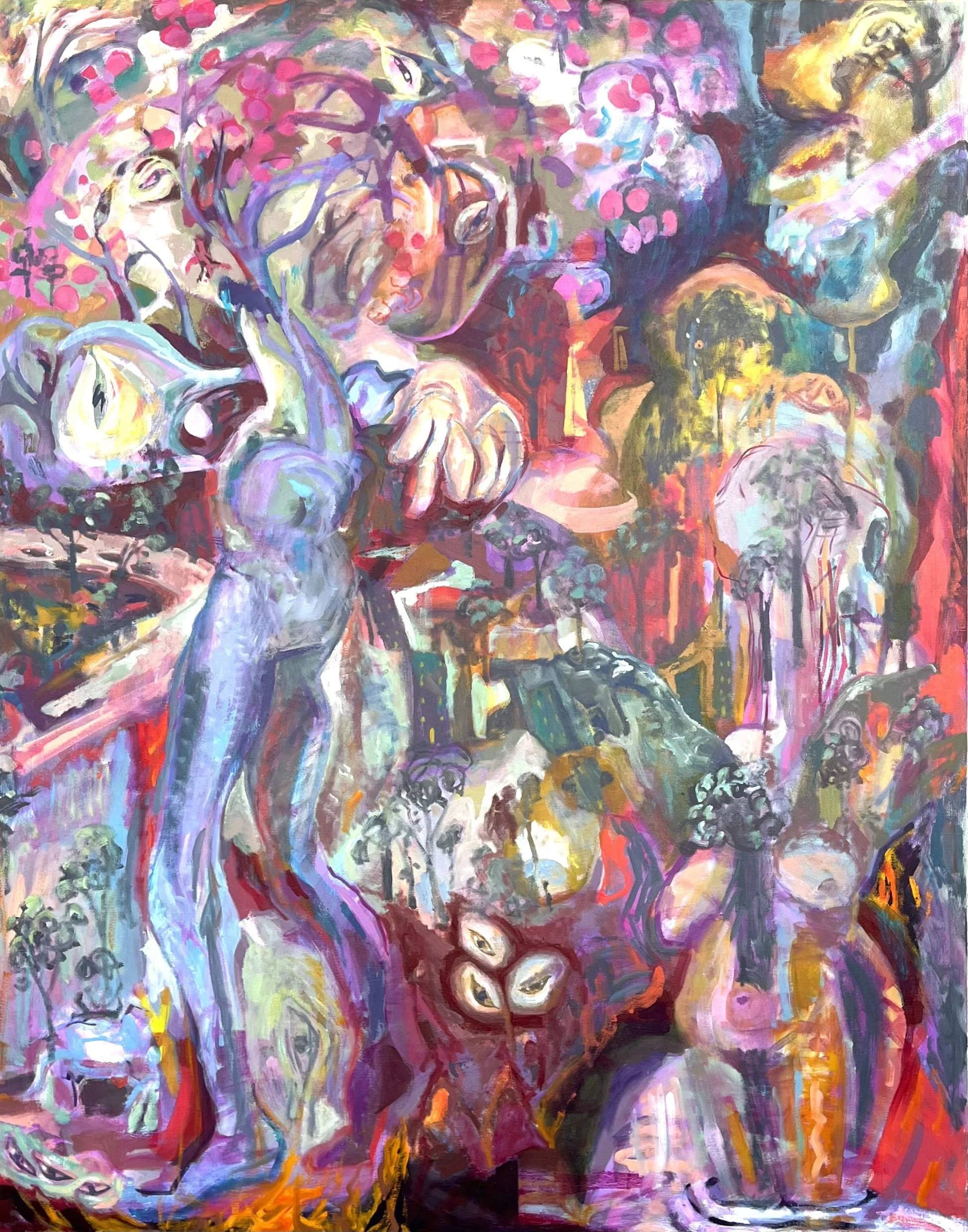 Tree of Eyes, 66” x 52”, oil on canvas, 2025