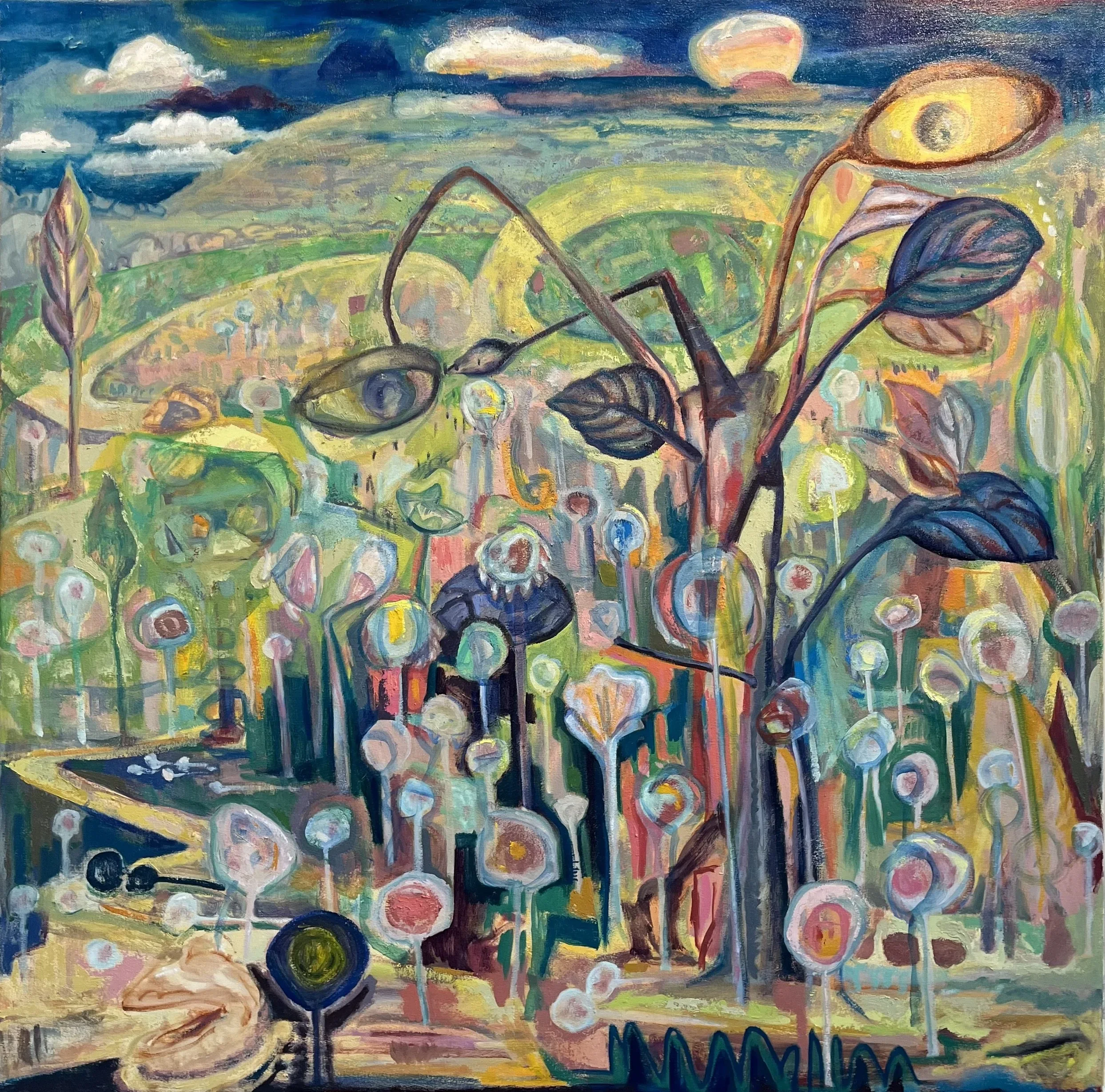 Mother Tree, 52” x 52”, oil on canvas, 2025