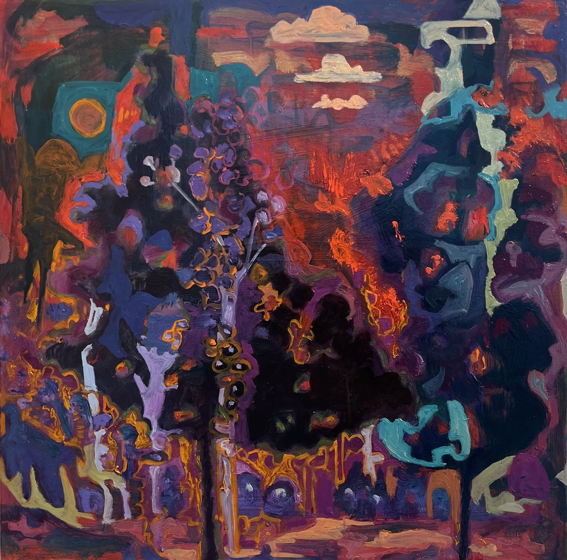Two Trees, 16” x 16”, oil on panel, 2025