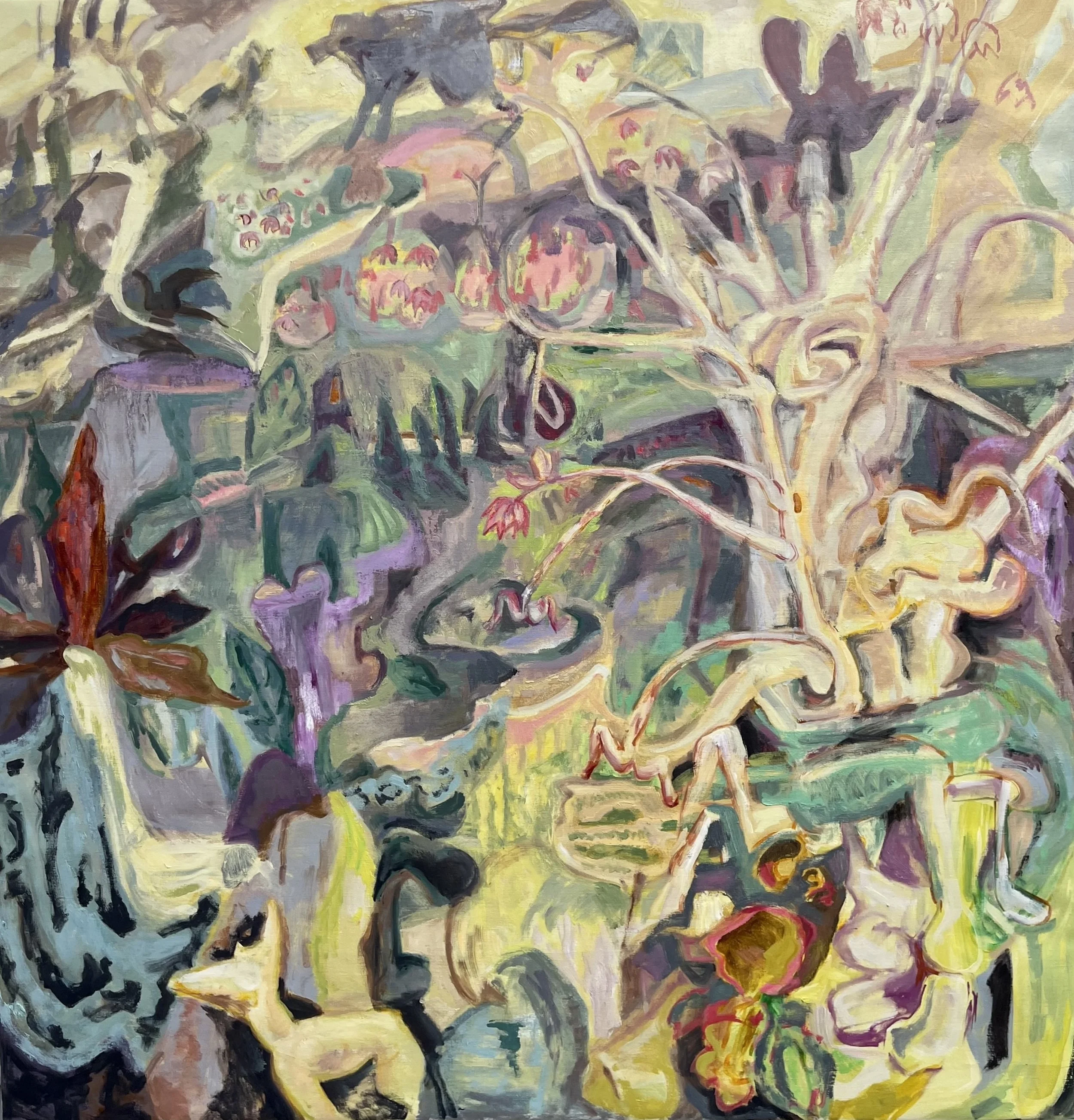Allegory in Yellow, 52” x 50”, oil on canvas, 2023