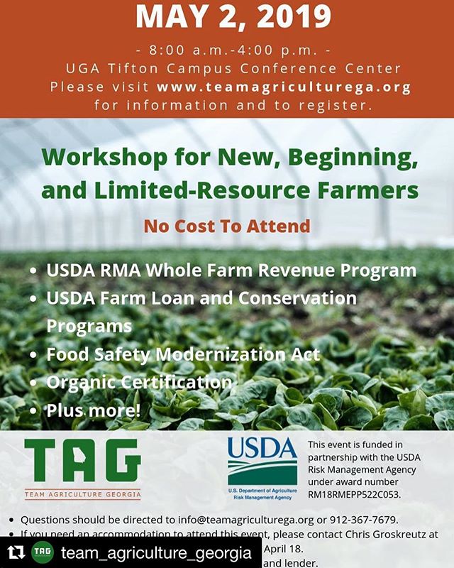 Seven Rivers RC&amp;D and @team_agriculture_georgia are putting on this free workshop for new and beginning farmers to learn about resources from Federal, state, and community-based organizations. Registration is free, but the deadline is Thursday. R