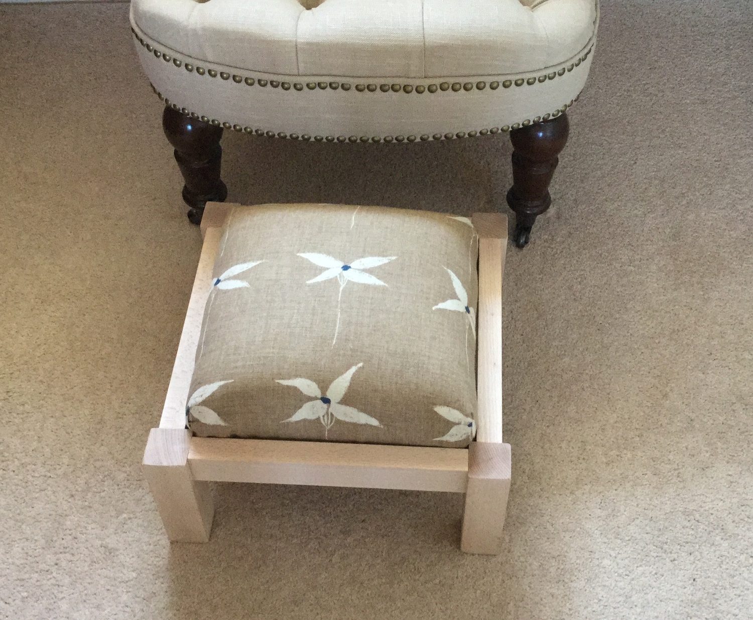 "A lovely achievement after only four weeks to have made a traditionally upholstered footstool. I now have a greater appreciation of the craft. Charlotte Cox West Byfleet, Surrey 24th March 2015