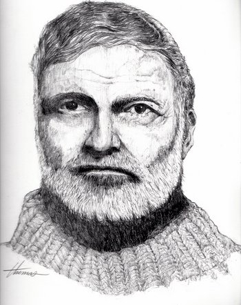 Pencil drawing by Ron Thomas, Papa 2002.
