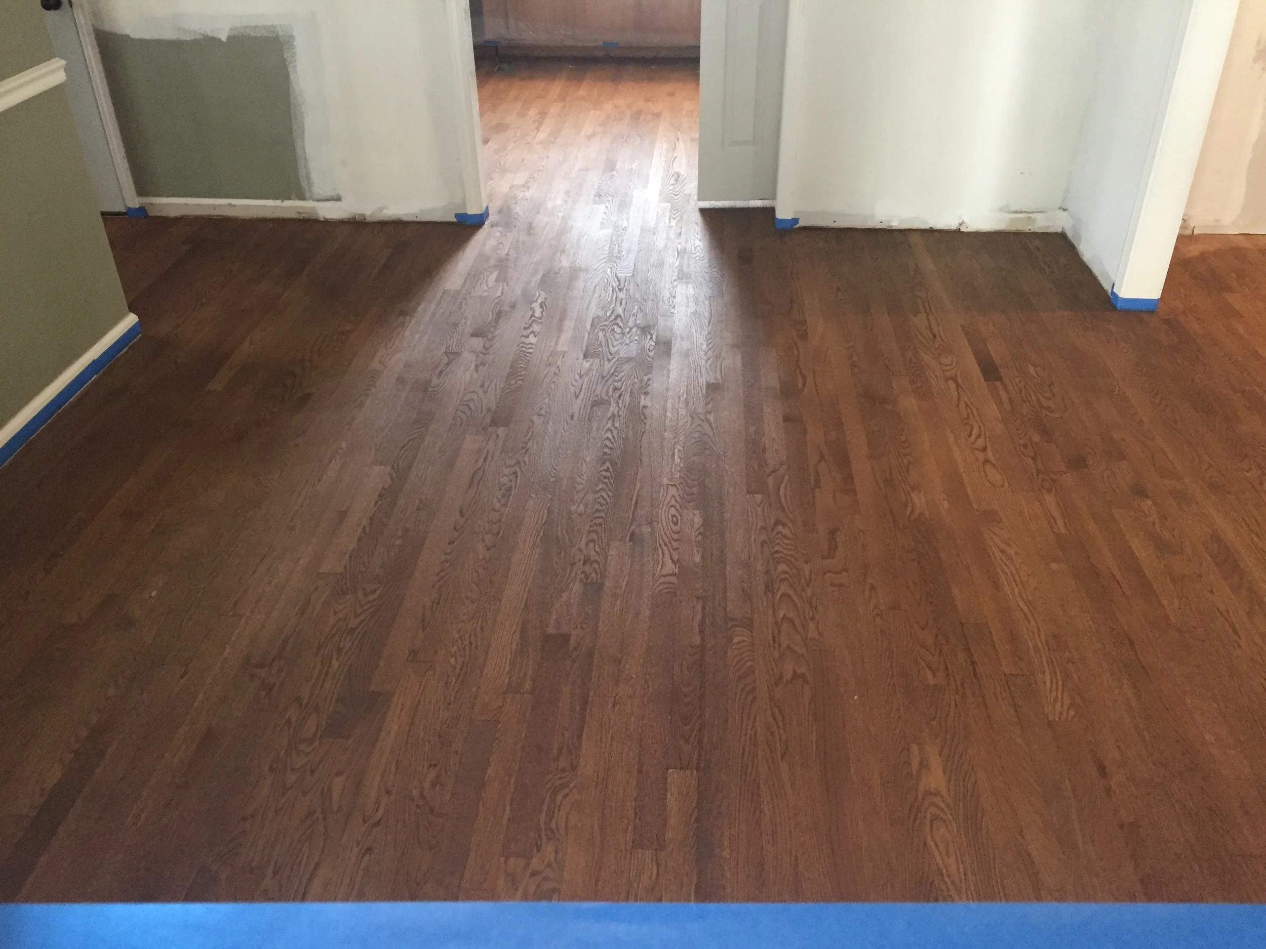 2-1/4" White Oak, Water popped, Custom Stain ( No Finsh Coats yet )