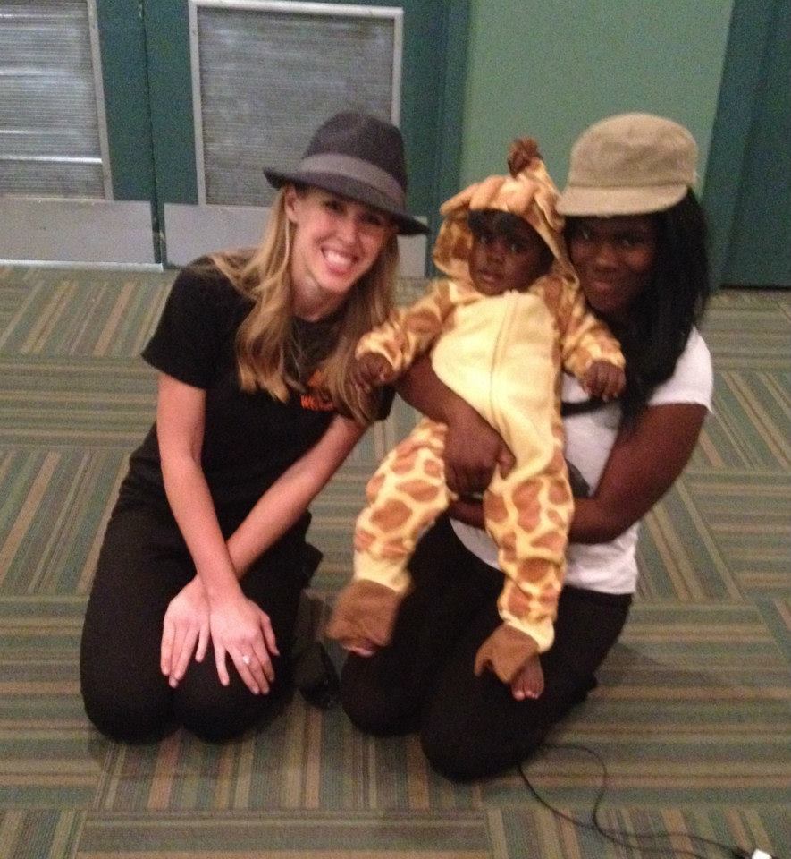 October 23, 2014: 'WEEN DREAM founder, Kelsey, with Covenant House friends Kiara and her too-cute-for-words son, Kanye, in his giraffe costume (not pictured: Kanye's brother who was an adorable shark!) 