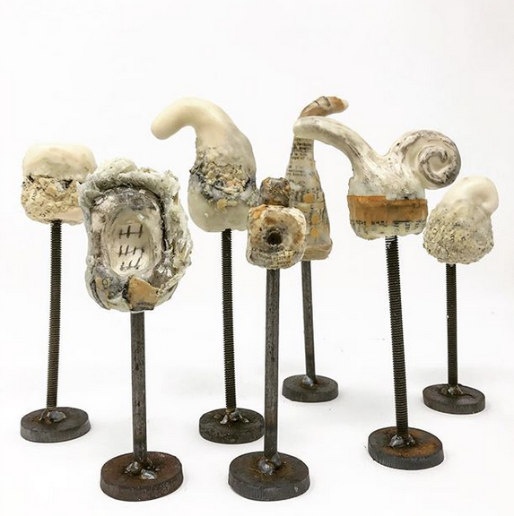 Welding Studies Clay, wax, paper, graphite on steel 6" x 2"