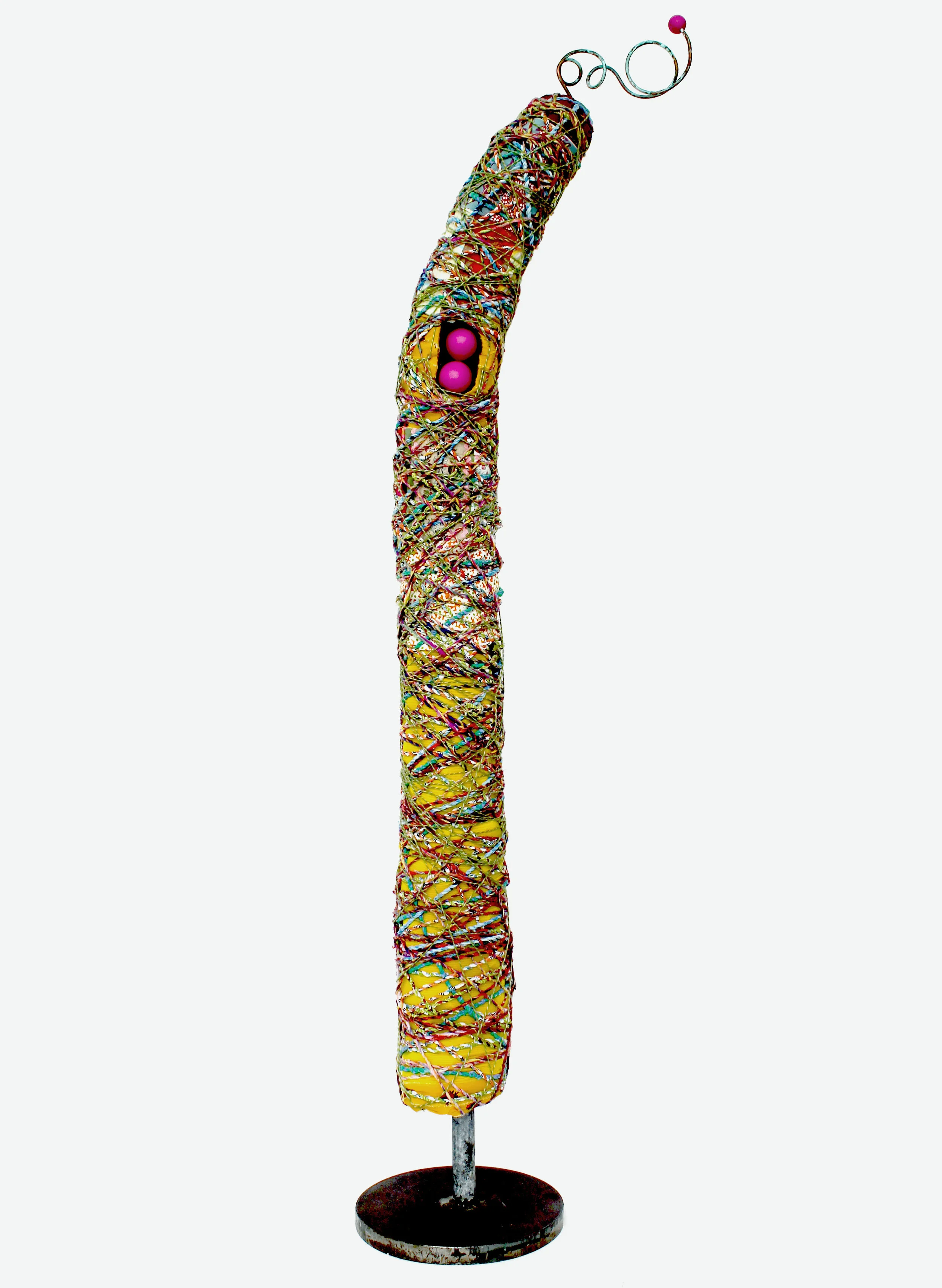 “Spirit Guide #1” 68” x 14” Textiles, wood, copper on steel