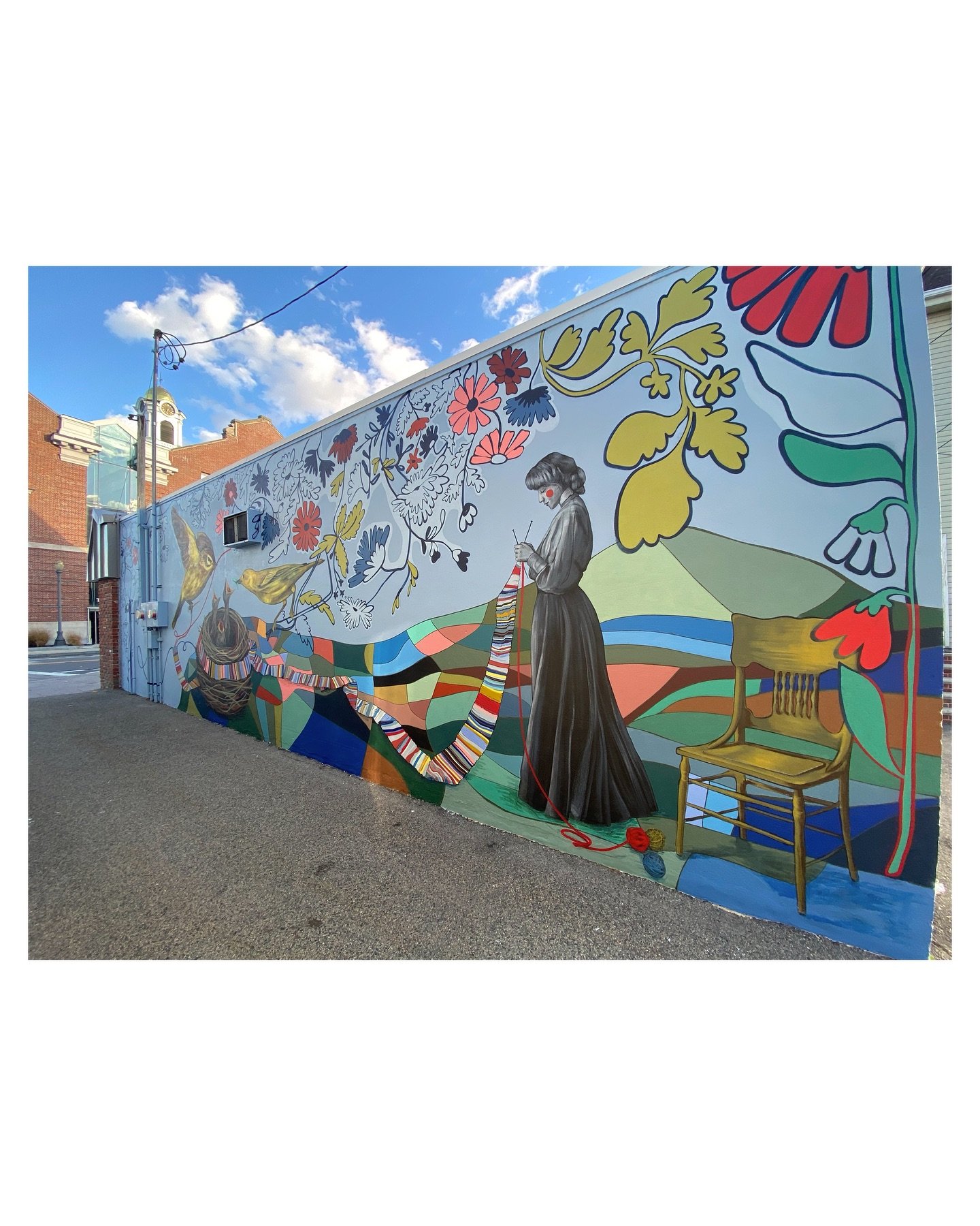 Thank you so much for the warm replies to my last video ❤️ Here are some still photos of my newest public mural in Needham, MA called &ldquo;Tight Knit&rdquo;. It is located at 91 Chapel Street if you want to check it out! It&rsquo;s right across the