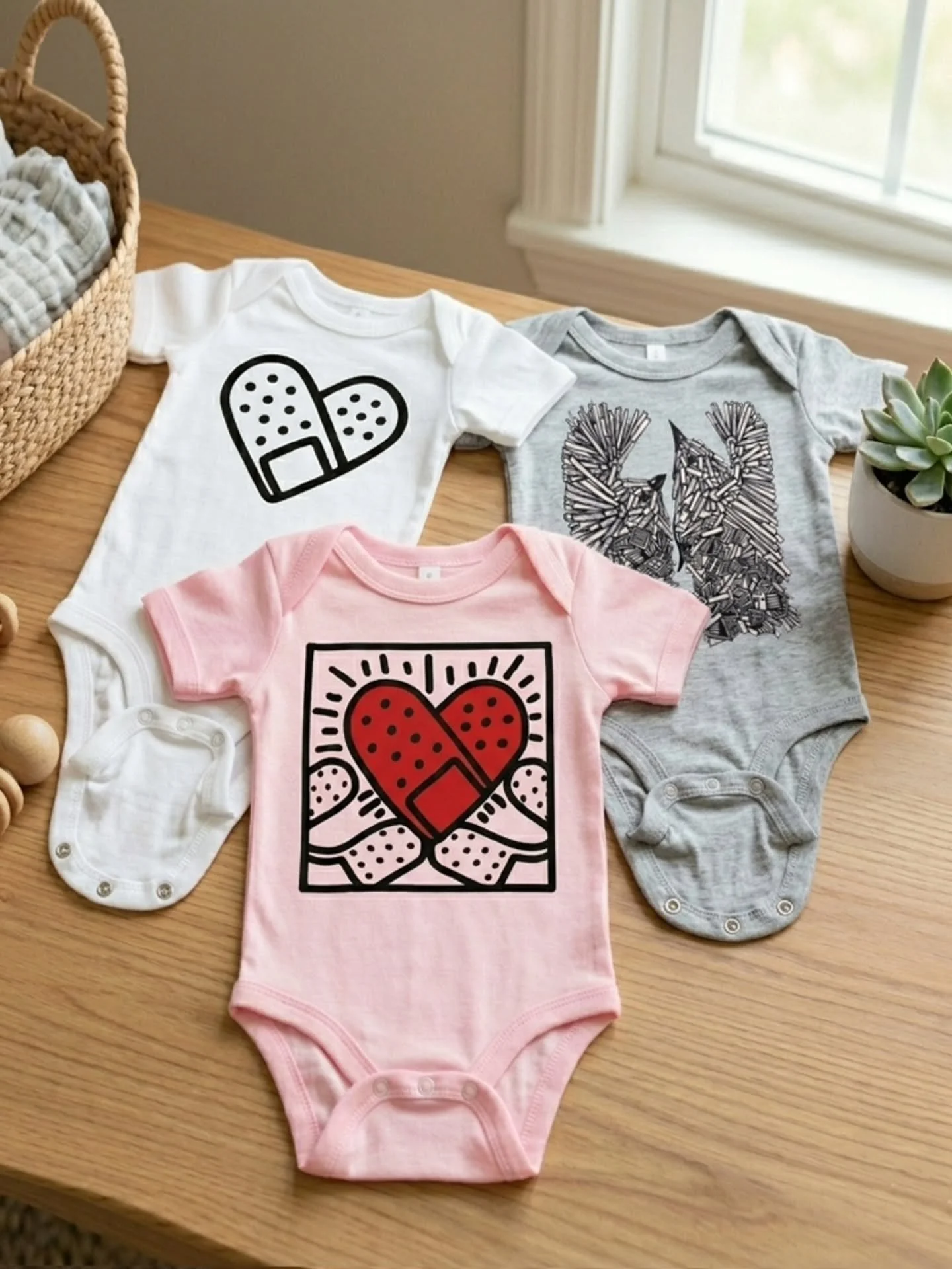 Now that we have a newborn at home it's all we can think about 💟 🍼 🐥 A NEWBORN BANDAID SERIES of full pieces is now available. Comment or DM for a link
