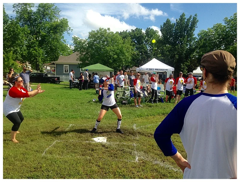 CAMI HAMANN OF THE BEAN MONSTERS PREPARES TO KNOCK THE BALL TO THE MOON.