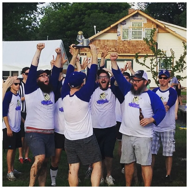 THE BEAN MONSTERS CELEBRATE THE ACCEPTANCE OF THE FIRST EVER BREWED FEST TROPHY.