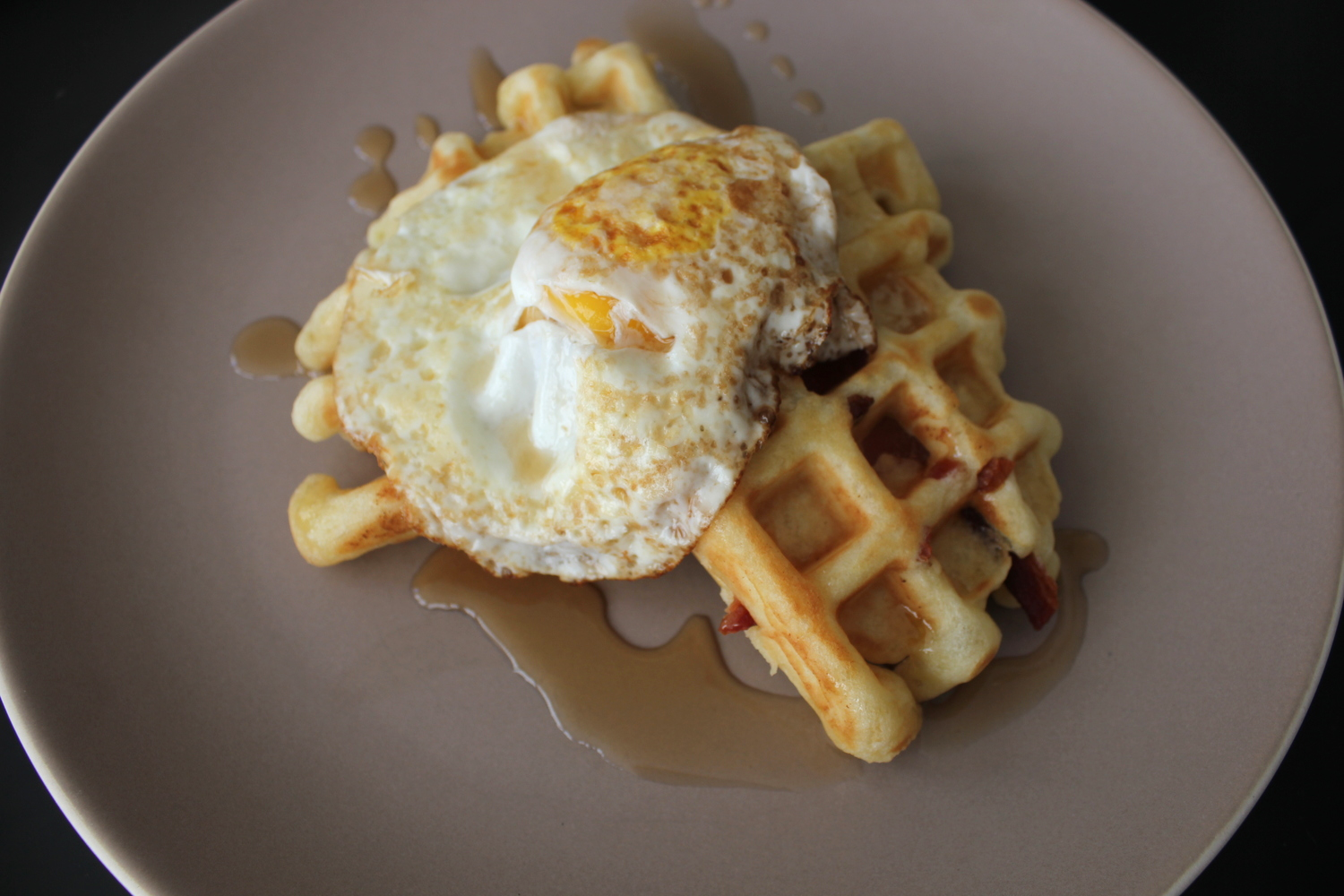Bacon + Egg Waffles and Banana Walnut Waffles