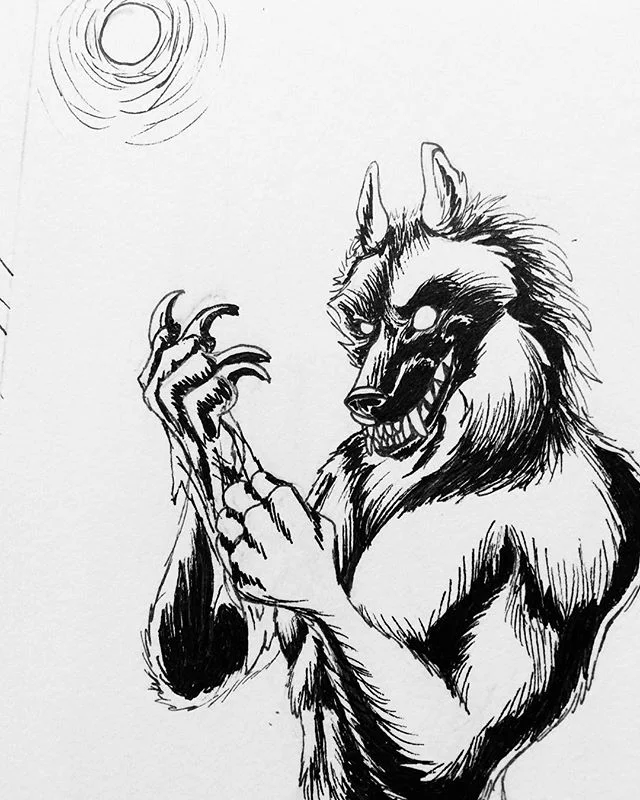 Inktober Day 11: Happy Werewolf Wednesday! I’m sorry about the Inktober spam lol #inktober #inktober2017 #october11th #micronpens #werewolf #werewolfwednesday #snarlyface #fullmoon #sketch