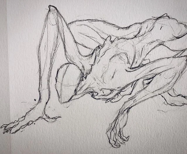 Not doing inktober this year but still doodling monsters. For me the scariest ones are human based. The body may be twisted into some new atrocity but it is still recognizable as having once been human. #doodle #pencildrawing #halloween #spooky #scary #monsters