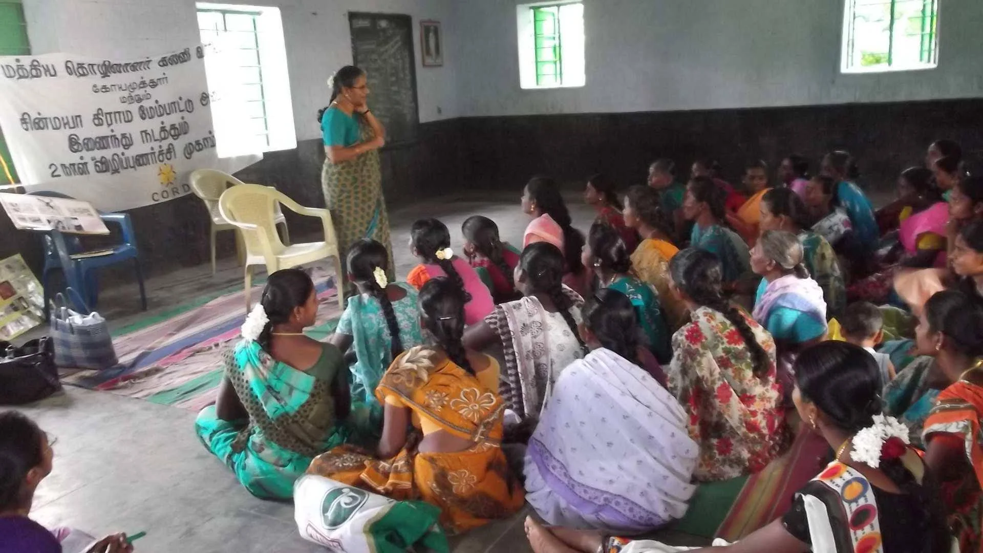 A public health awareness meeting sponsored by CORD Siruvani, at which relevant health concerns are discussed. 