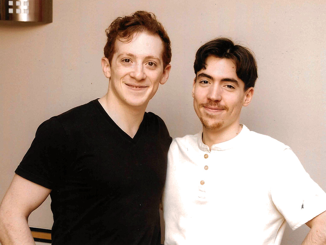 Ethan Slater with Rocco