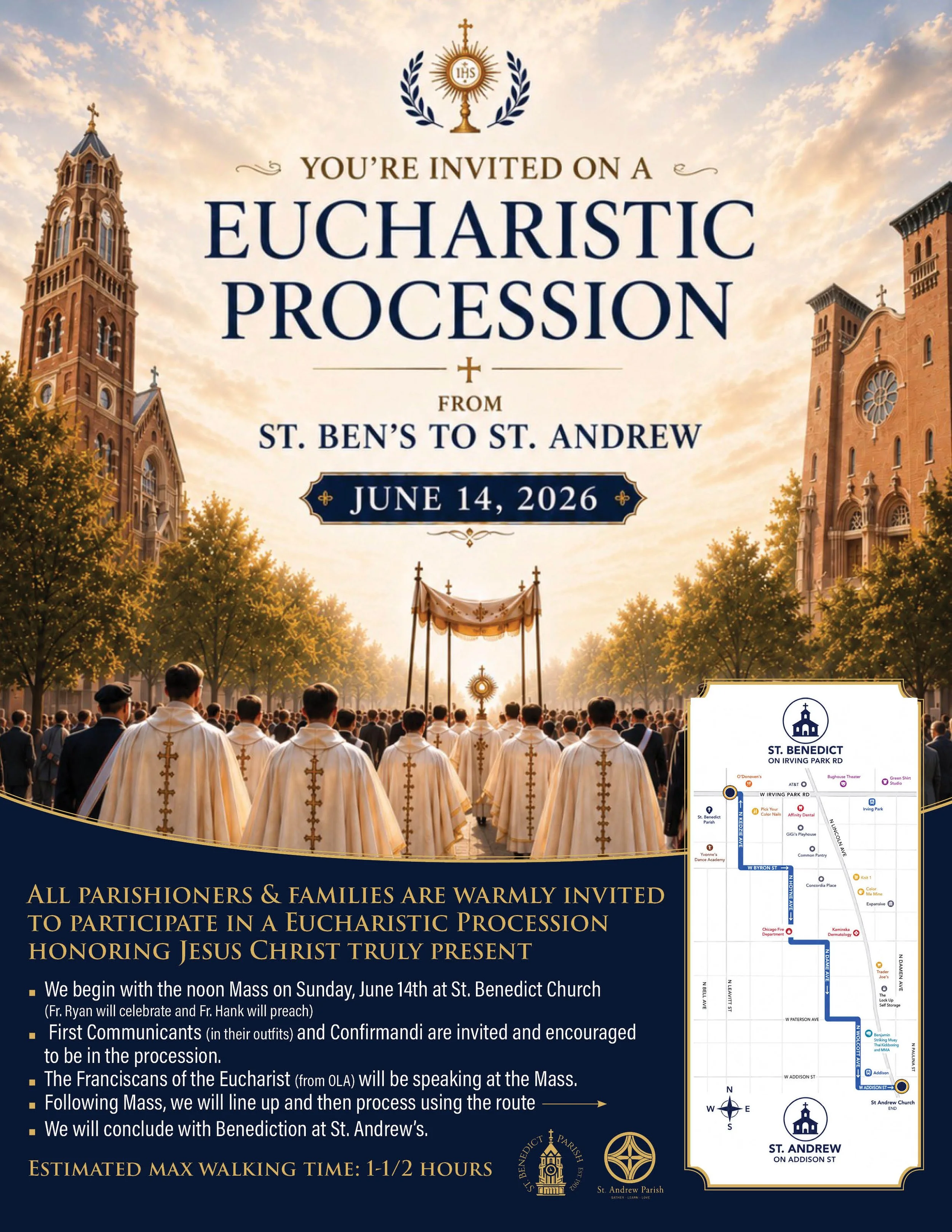 All are invited to walk the Eucharistic Procession on June 14th