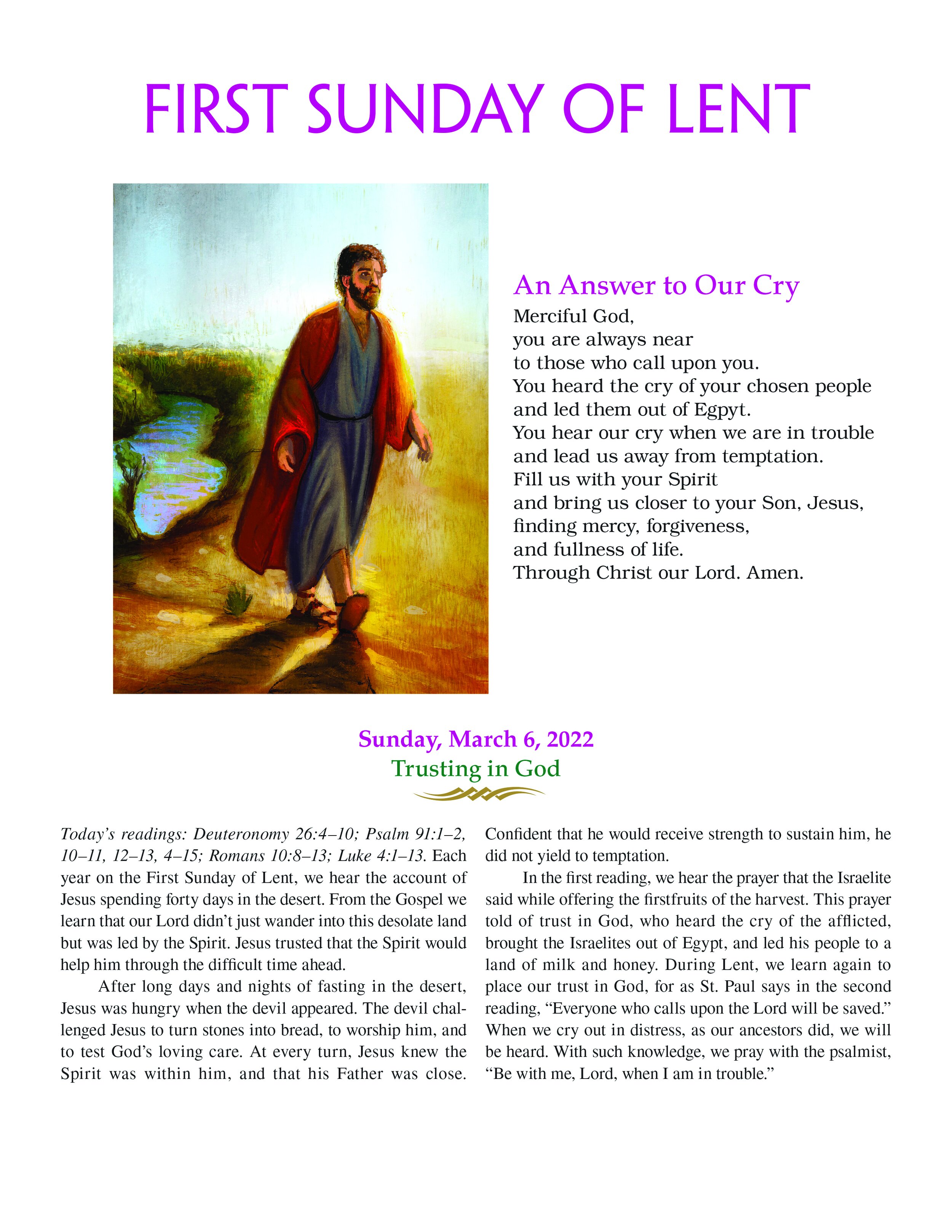 Prayer and reflection on the 1st Sunday of Lent — St. Benedict Parish
