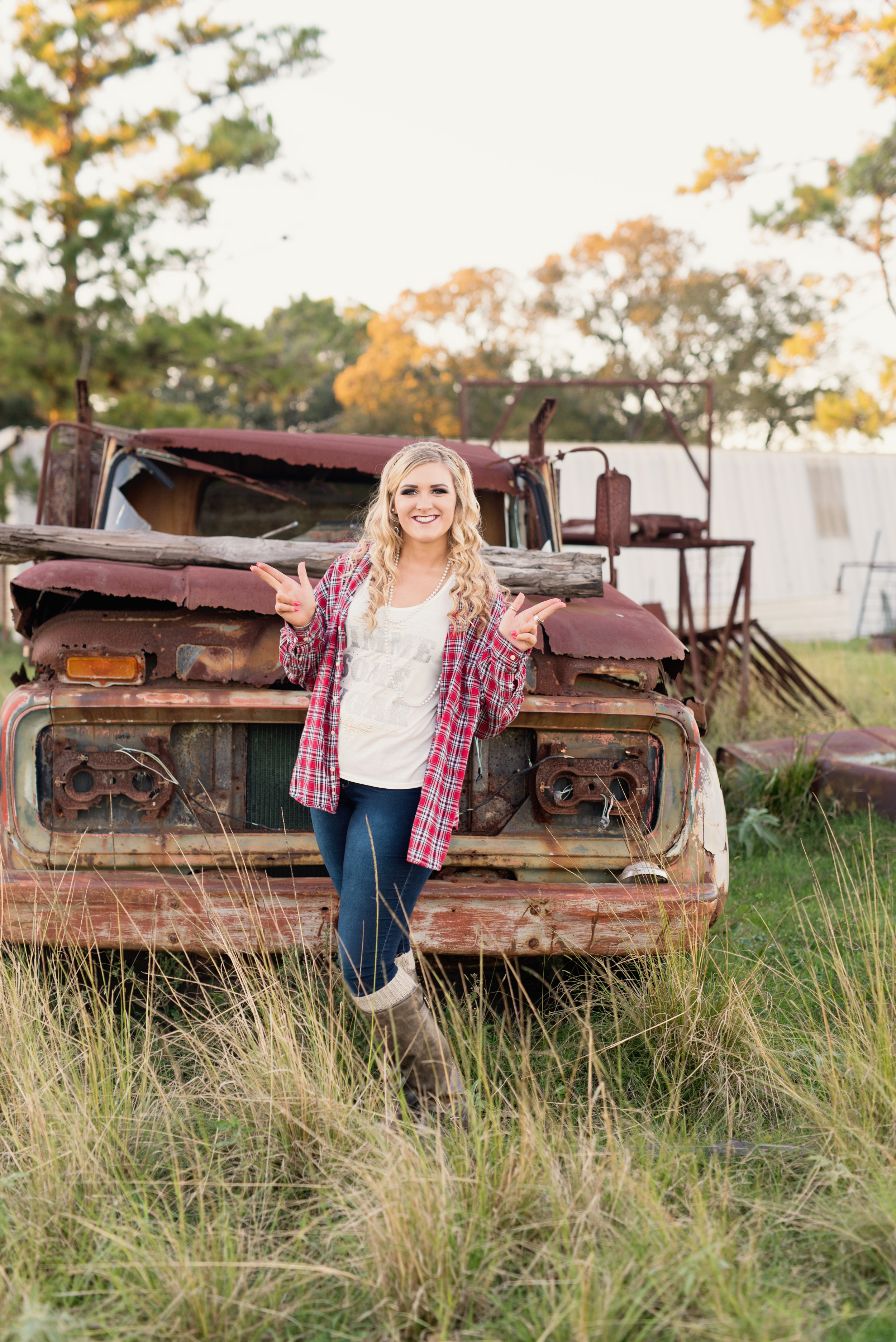 Tarleton State Senior Photo with rusty old truck