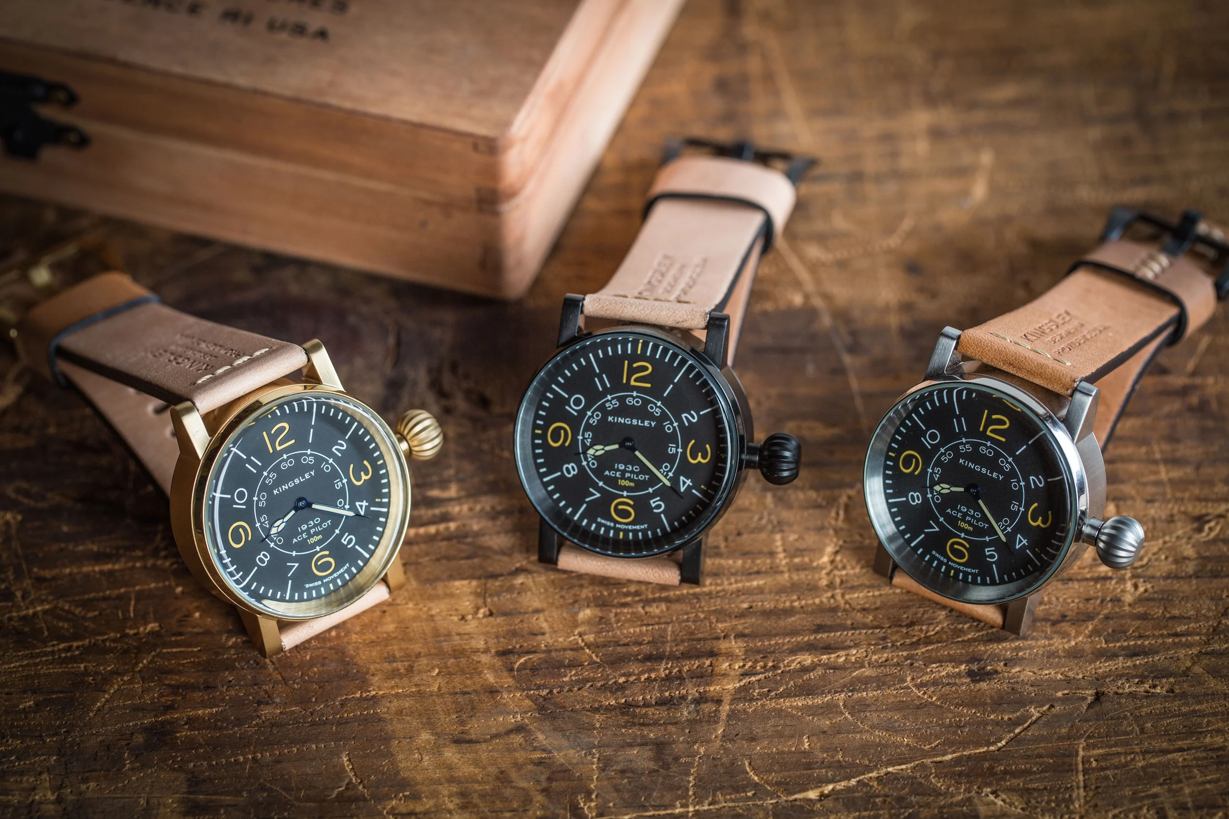Type 3 - Ace Pilot Trench Watch: Black Dial