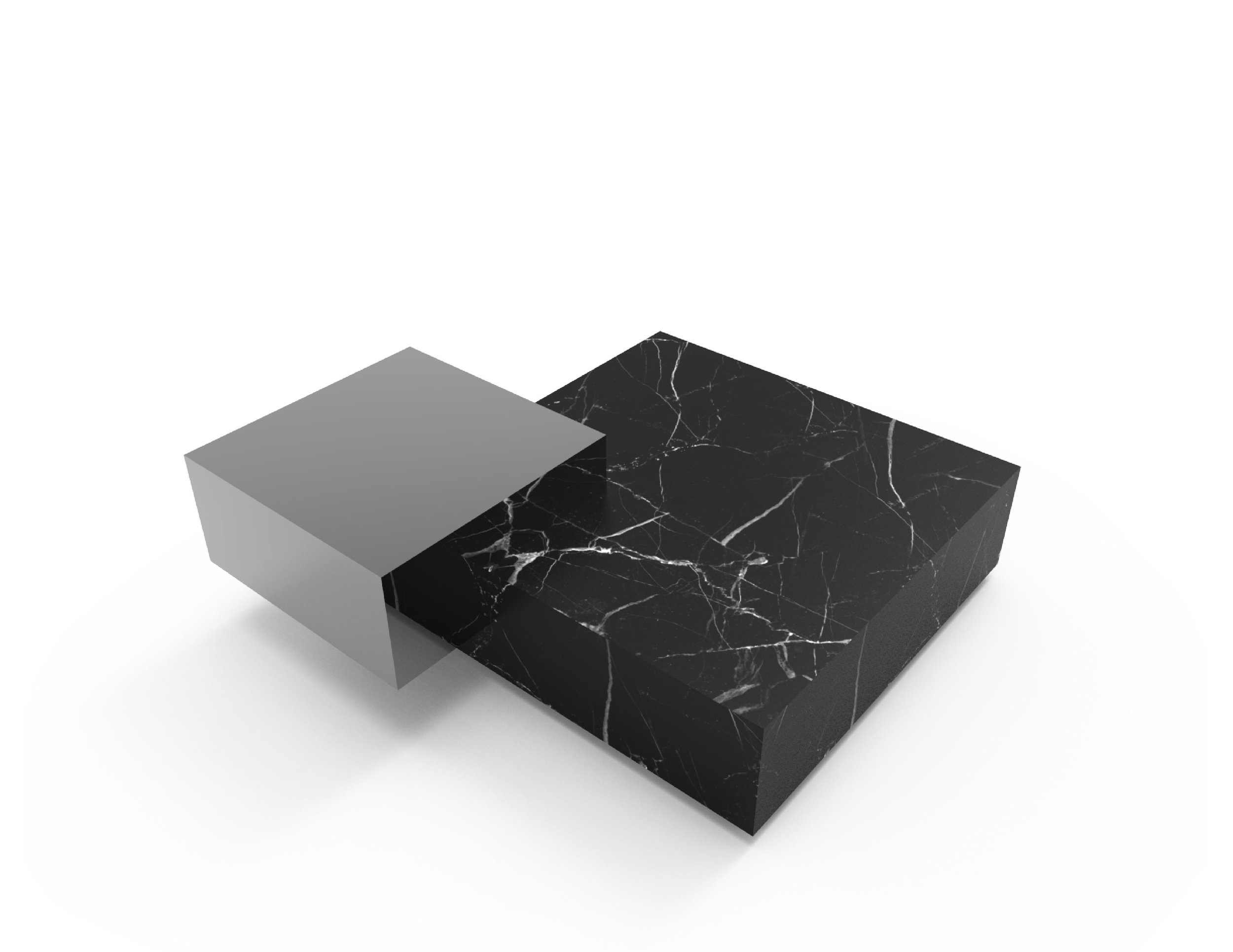 GRAVITY Table series in marble and polished stainless steel - Chiara Ferrari x Graye