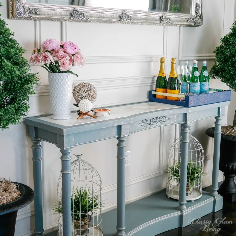 Painted French Blue Console Table Classy Glam Living