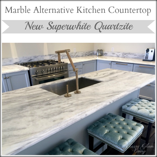 New Superwhite Quartzite Kitchen Countertop Marble alternative Classy Glam Living.jpg