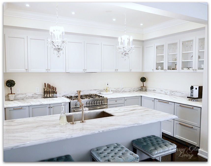 Classy Glam Living, Kitchen Cabinets With Glass Handles